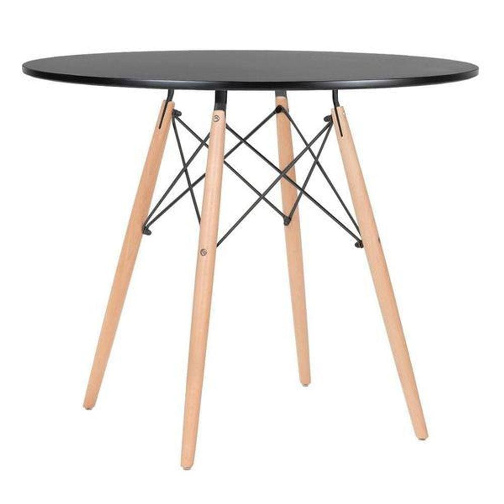 Mesa Eames Tampo Redondo MDF 90cm Preto