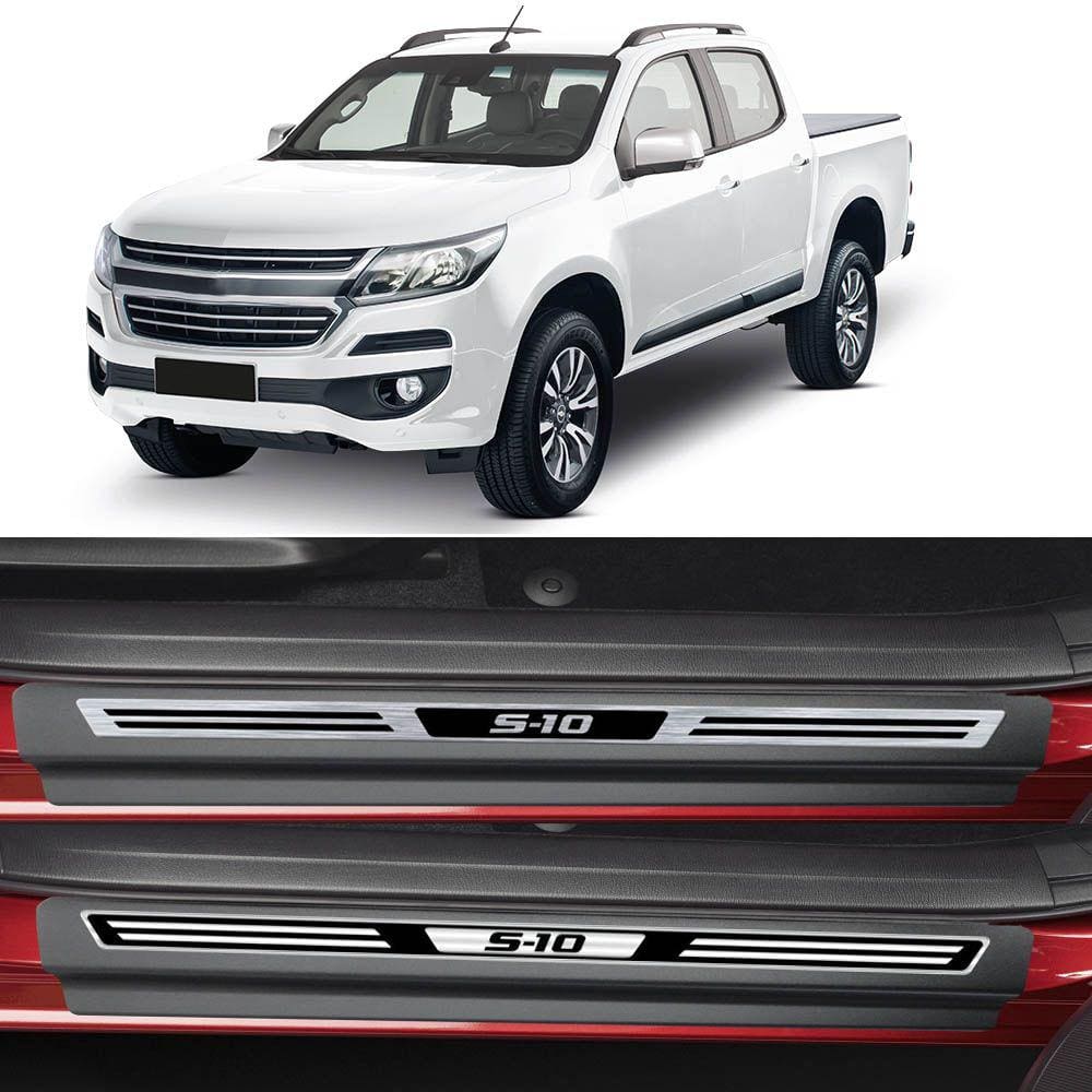Jogo Soleira Premium Elegance Chevrolet S10 4 Portas 2002 à 2018 - 4 Portas ( Vinil + Resinada 8 Peças )