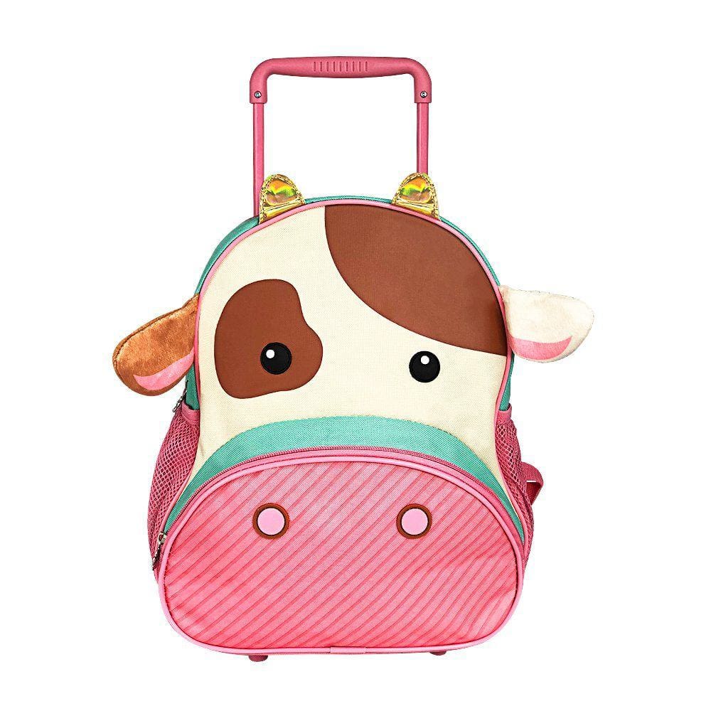 Mochila de Rodinha Passeio Escolar Infantil Vaca Clio Pets