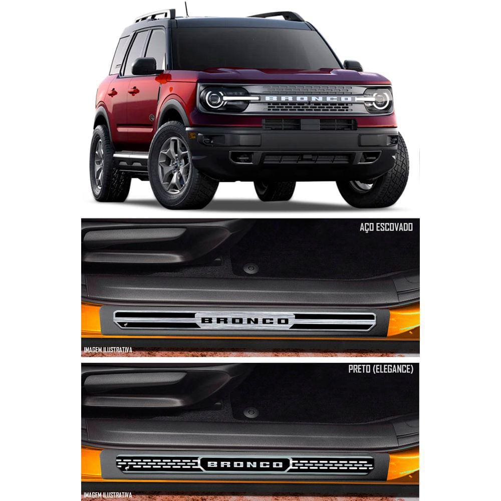 Jogo Soleira Premium Elegance Ford Bronco - 4 Portas ( Vinil + Resinada 8 Peças )