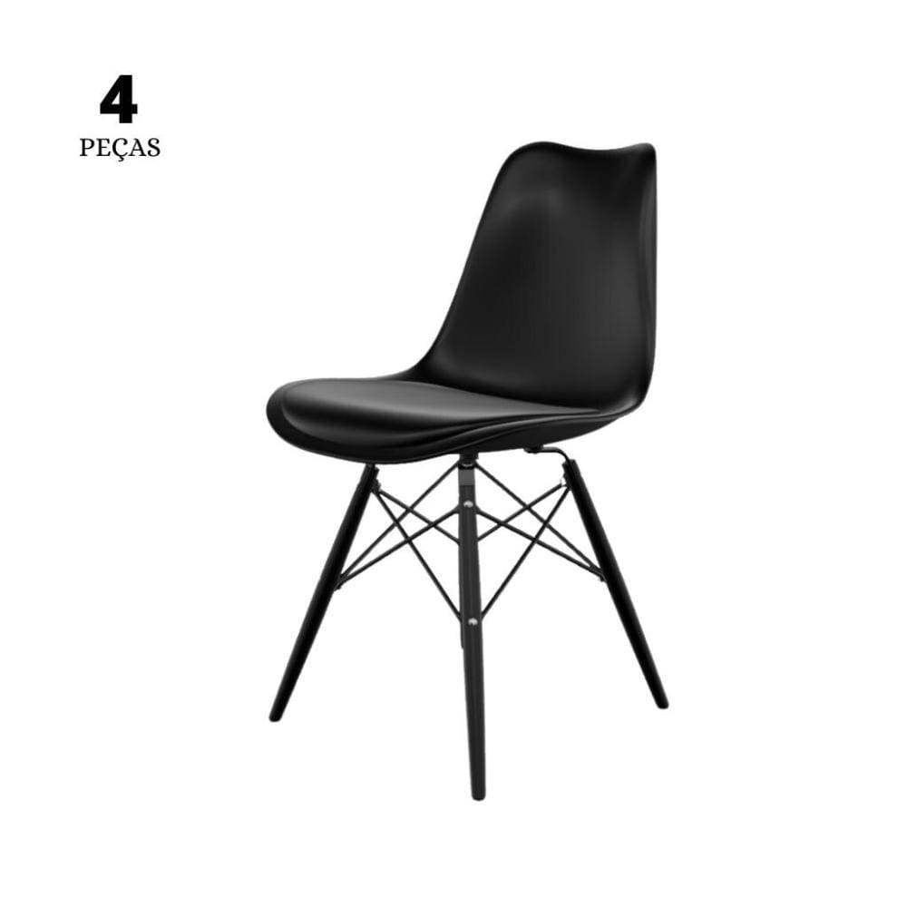 Conjunto Com 4 Cadeiras Saarinen Preta Base Em Polipropileno