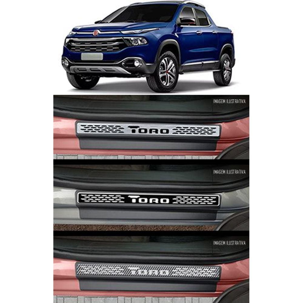 Jogo Soleira Premium Elegance Fiat Toro 2016 2017 2018 2019 2020 - 4 Portas ( Vinil + Resinada 8 Peças )
