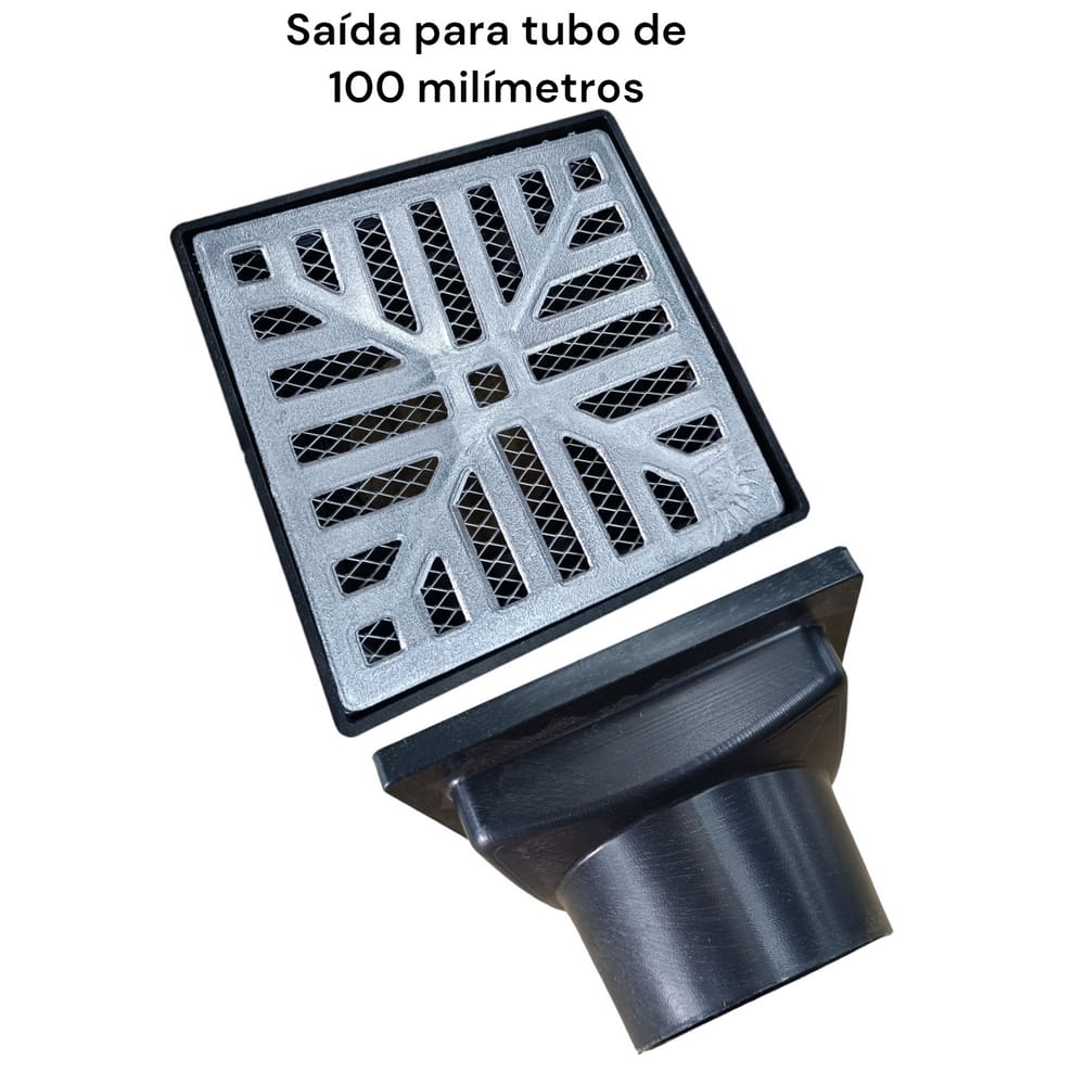 Ralo Pluvial 15x15 Côncava Aluminio Quintal C/ Coletor Tela