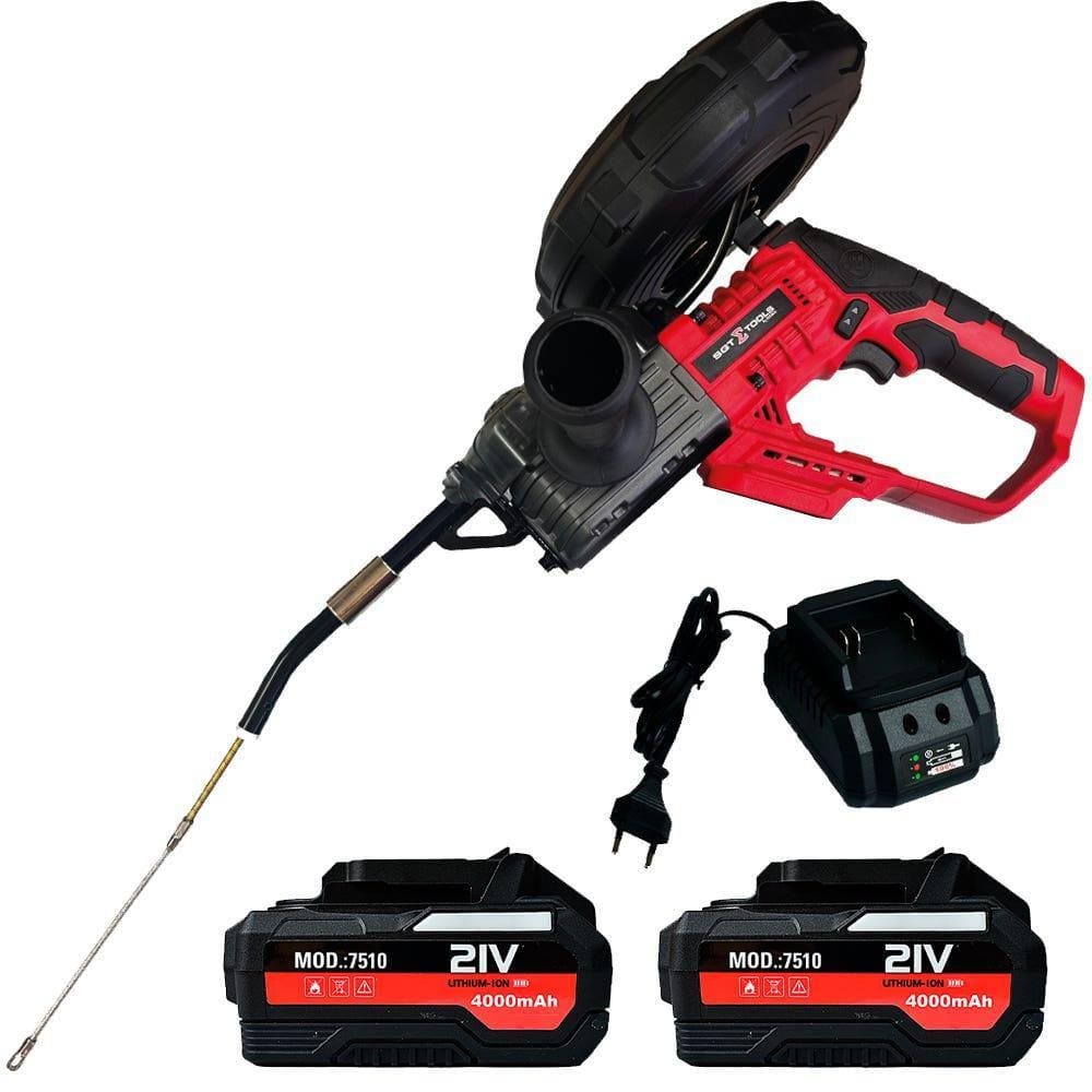 Passa Fio à Bateria 30 metros 21 V com 2 Baterias 4000 MAH e Carregador SGT-8650 SIGMA