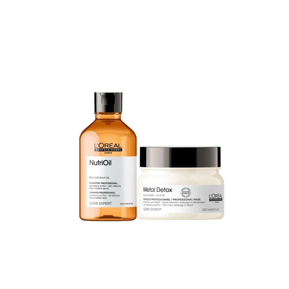Kit L`Oréal NutriOil Shampoo 300ml + Metal Detox Máscara 250g