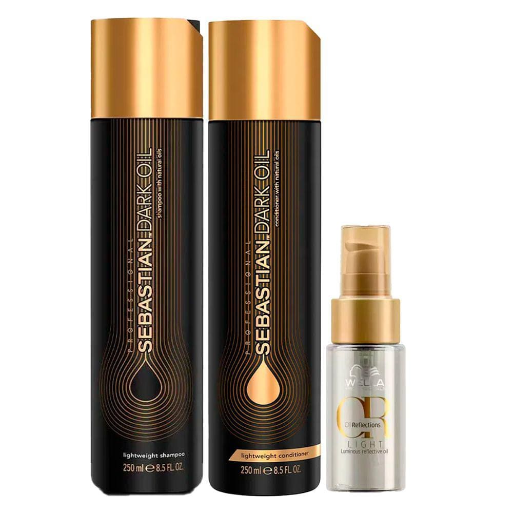 Kit Shampoo + Condicionador Dark Sebastian Professonal + Óleo Capilar Wella Professionals Oil Reflections