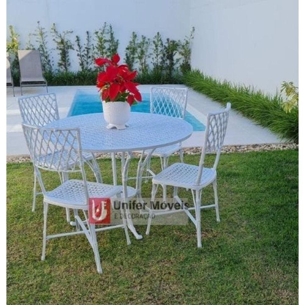 Conjunto de Mesa Para Jardim Bambu com Mesa 1,10 M em Alumínio Fundido Unifer Móveis