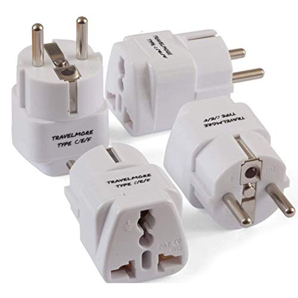 4 Pack European Travel Adapter Plug para tomadas europeias - Tipo C, Tipo E, Tipo F - Europa Plug Adapter Funciona na França, Espanha, Itália, Alemanh