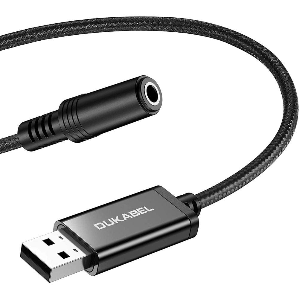 DuKabel USB para adaptador de áudio jack de 3,5 mm, cabo USB a Aux com USB de 4 polos suportado por microfone para adaptador AUX de fone de ouvido Pla