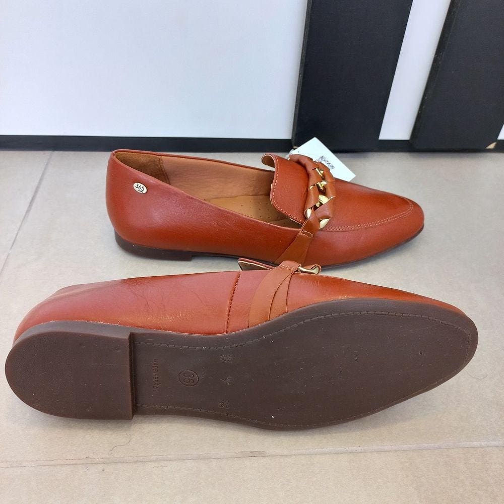 Mocassim Feminino Loafer Couro Marrom 365 Soft Ultraconforto
