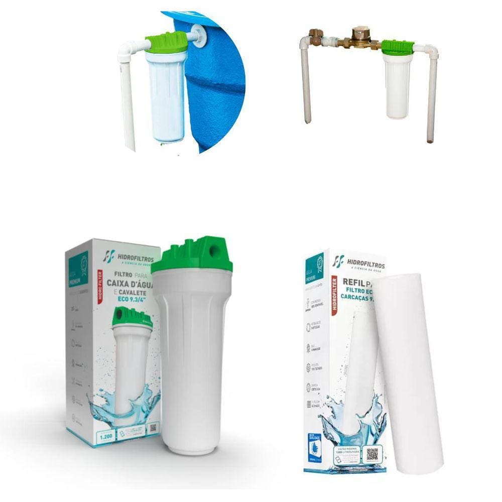 Kit Filtro Para Cavalete Caixa D` Água Poe 9 3/4 Com 2 Refis