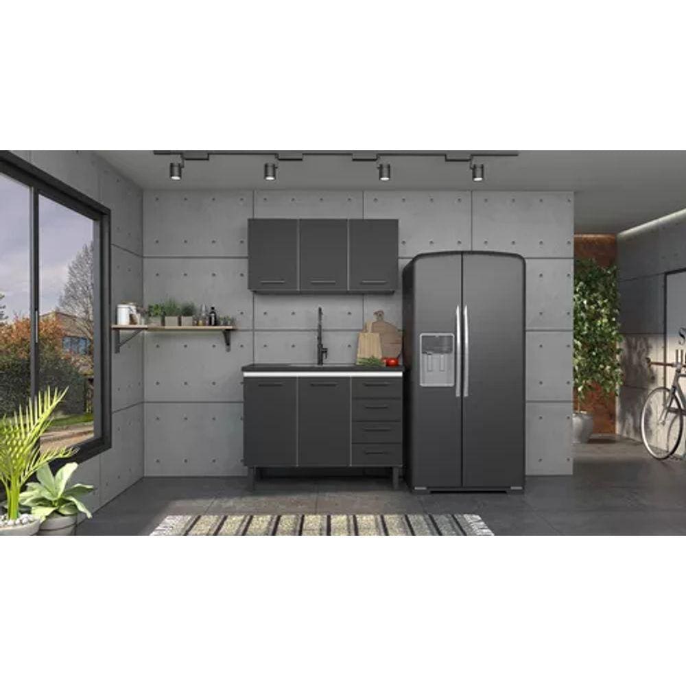 Conjunto Cozinha Juno Gabinete C/ Armario Suspenso 100% Aço 1.20 Mt - Cozimax