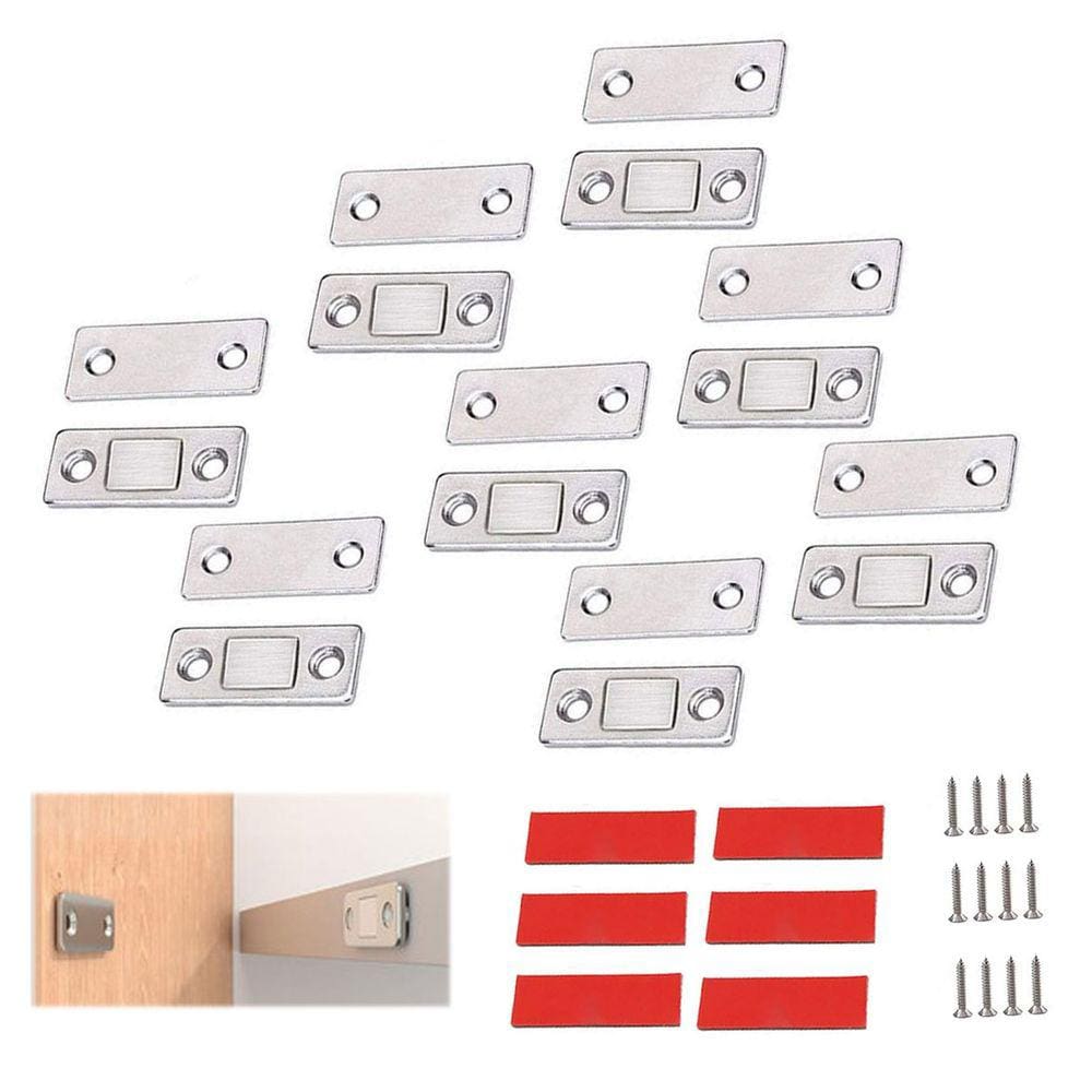 Ima Magnetico Inox 8 Peças Trava Fecha Armario Janela Gaveta Porta Multiuso Ultrafino Resistente Proteçao Segurança