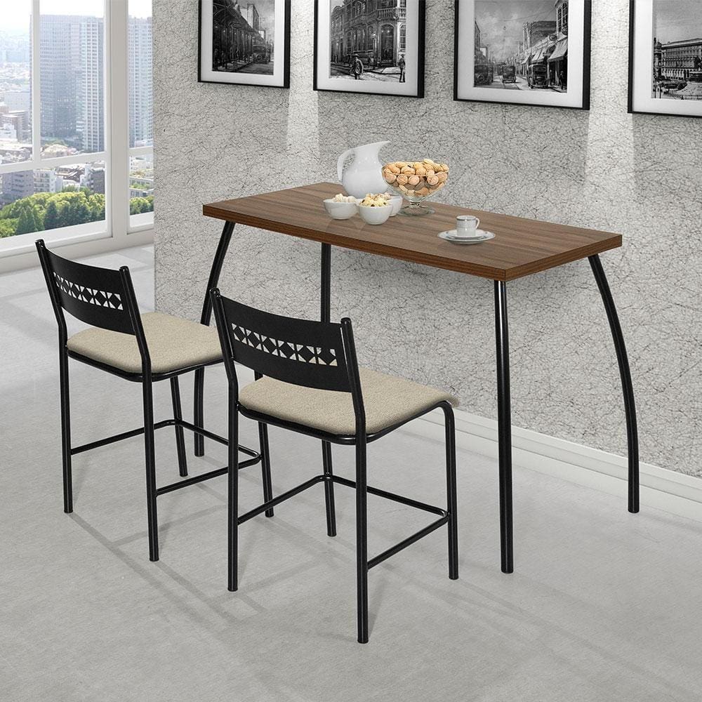 Conjunto Mesa E Cadeiras Fit Flora Assento Bege