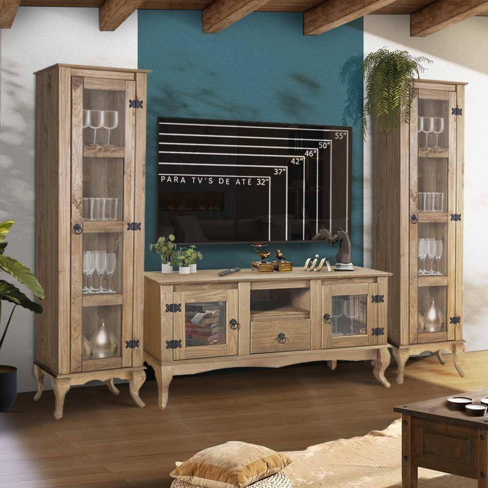 Conjunto Sala De Estar Rústica Marrom Shop JM