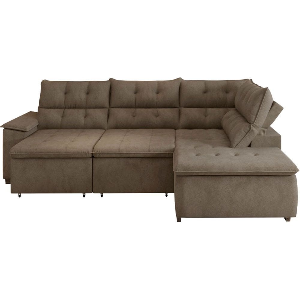 Sofá de Canto Retrátil e Reclinável com Chaise 3 Lugares Takei Viviane