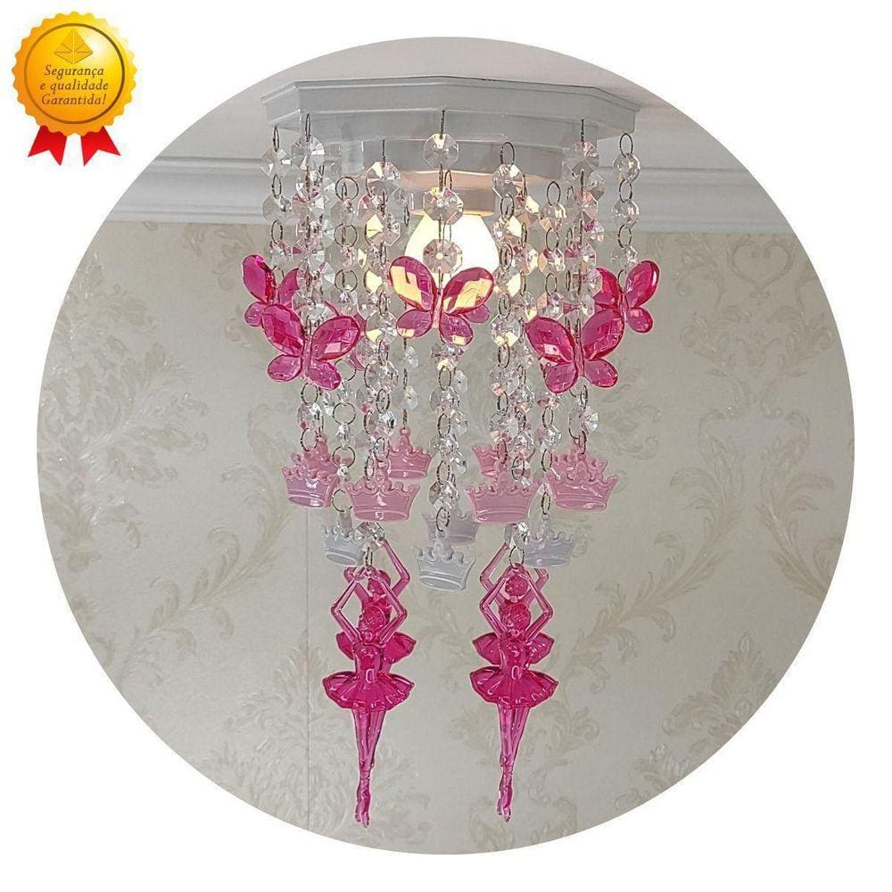 Lustre Infantil Menina Cristal Acrílico Brilho Alto