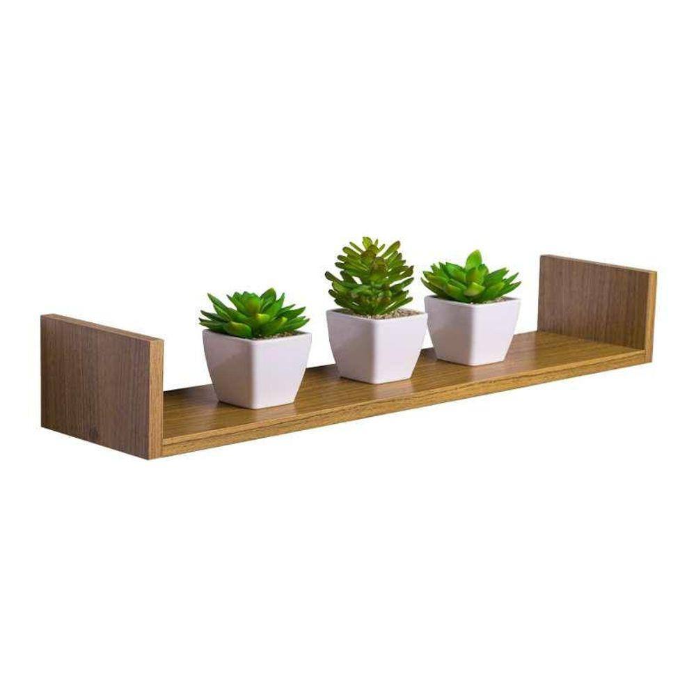 Prateleira U 90 x 20cm Freijó Suporte Invisível