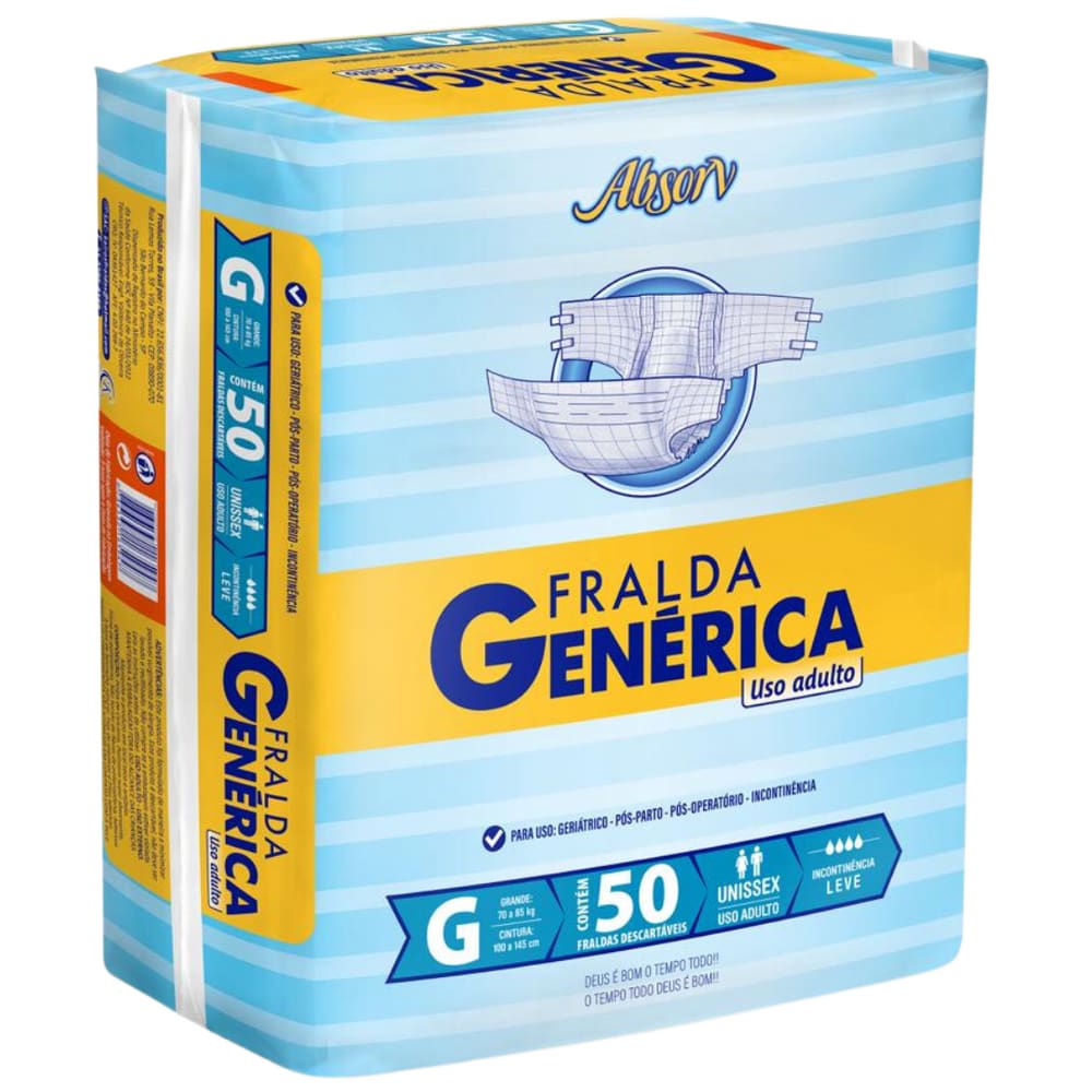 Fralda Descartável Geriátrica Adulto Genérica Absorv Barato