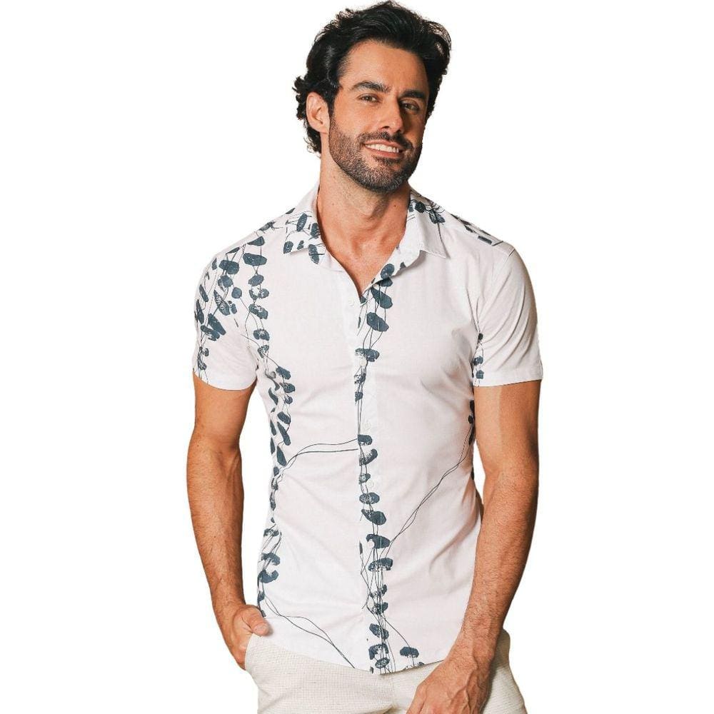 Camisa Masculina Slim Fit Estampada Pintura Pargan