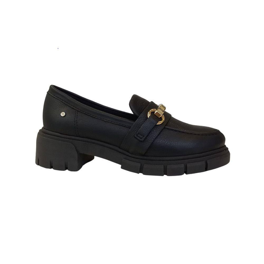 Sapato Mocassim Tratorado Preto em Couro Ultraconforto