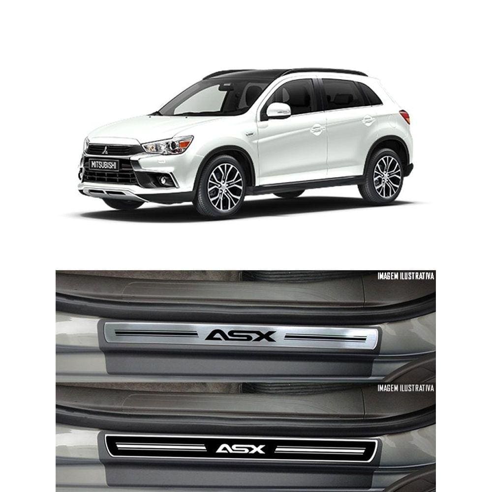 Jogo Soleira Premium Elegance Mitsubishi Asx 2011 2012 2013 2014 2015 2016 2017 2018 - 4 Portas ( Vinil + Resinada 8 Peças )