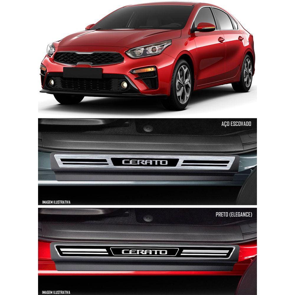 Jogo Soleira Premium Elegance Kia Cerato 2020 Em Diante - 4 Portas ( Vinil + Resinada 8 Peças )