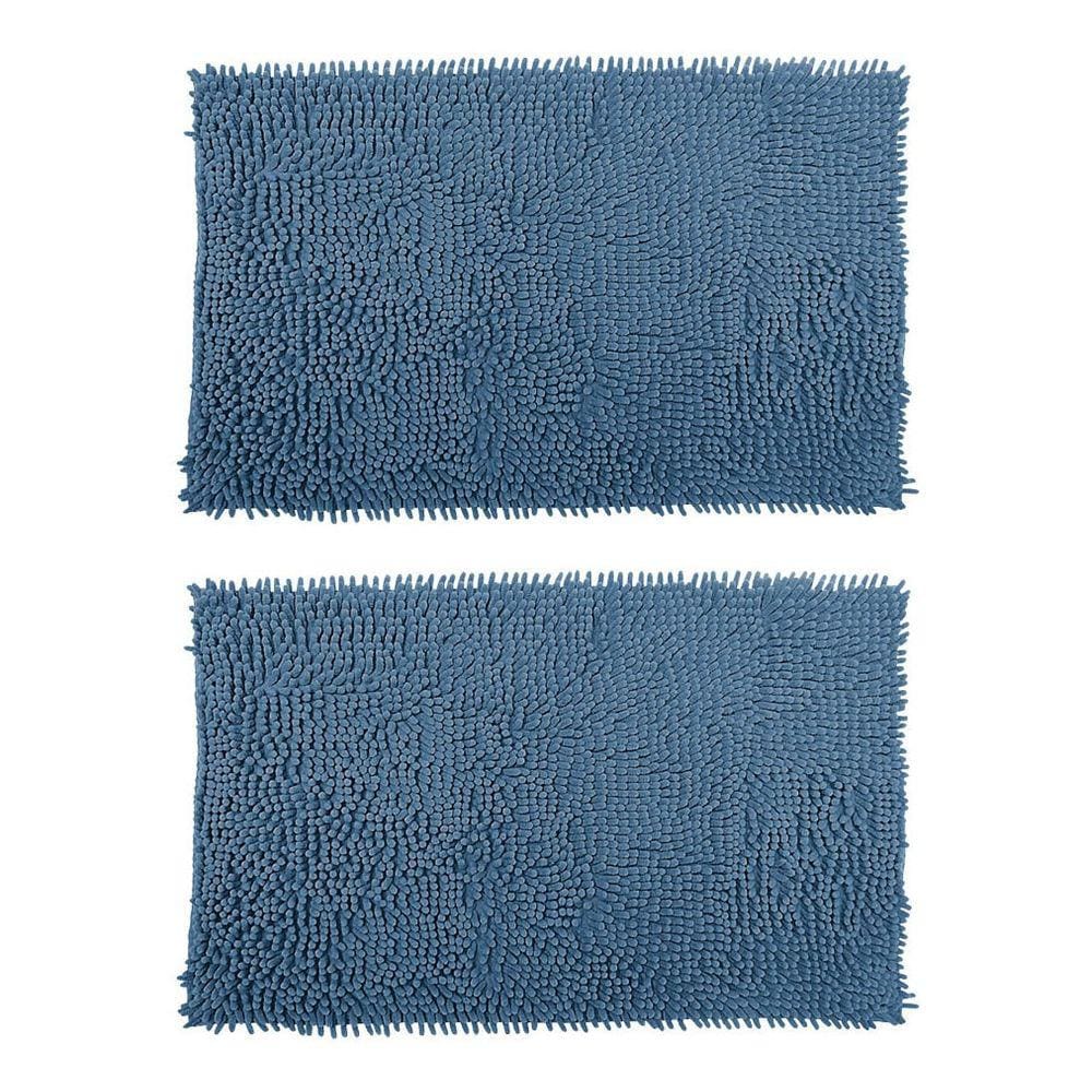 2 Tapete De Banheiro Bolinha 38x48 Antiderrapante Rozac Azul