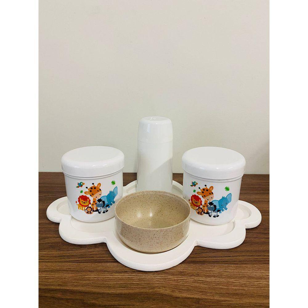 Kit Higiene Safari Juntos Madeira c/ Garrafa Térmica