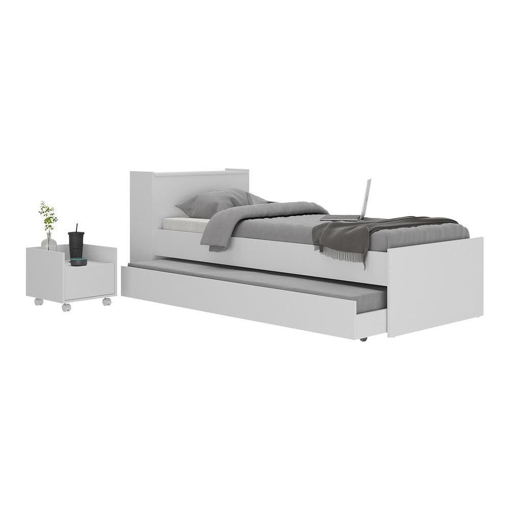 Conjunto Quarto Bicama com Baú e Mesa de Cabeceira com Rodízios Multimóveis MP4121