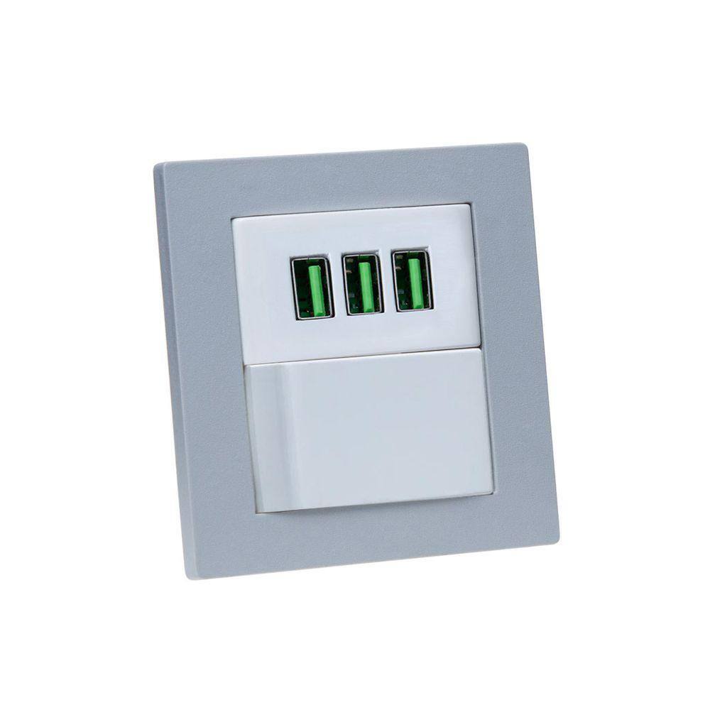 Espelho Duplo Reto 3 USB 5.2A 1 Interruptor