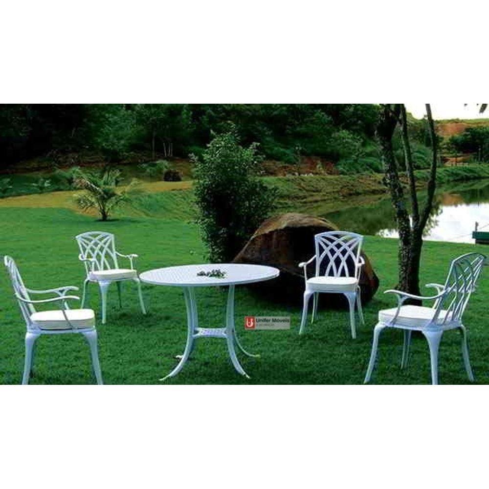 Conjunto de Mesa Para Jardim Geneva com Mesa de 1,00 m em Alumínio Fundido Unifer Móveis