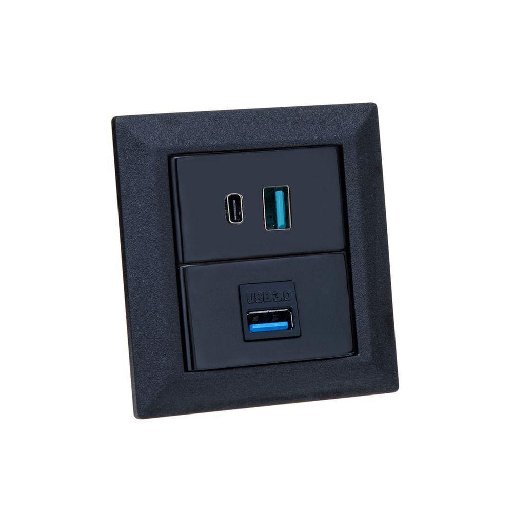 Espelho de Tomada Duplo Chanfrado 1 USB Dados 2Usb 9.0A Pr