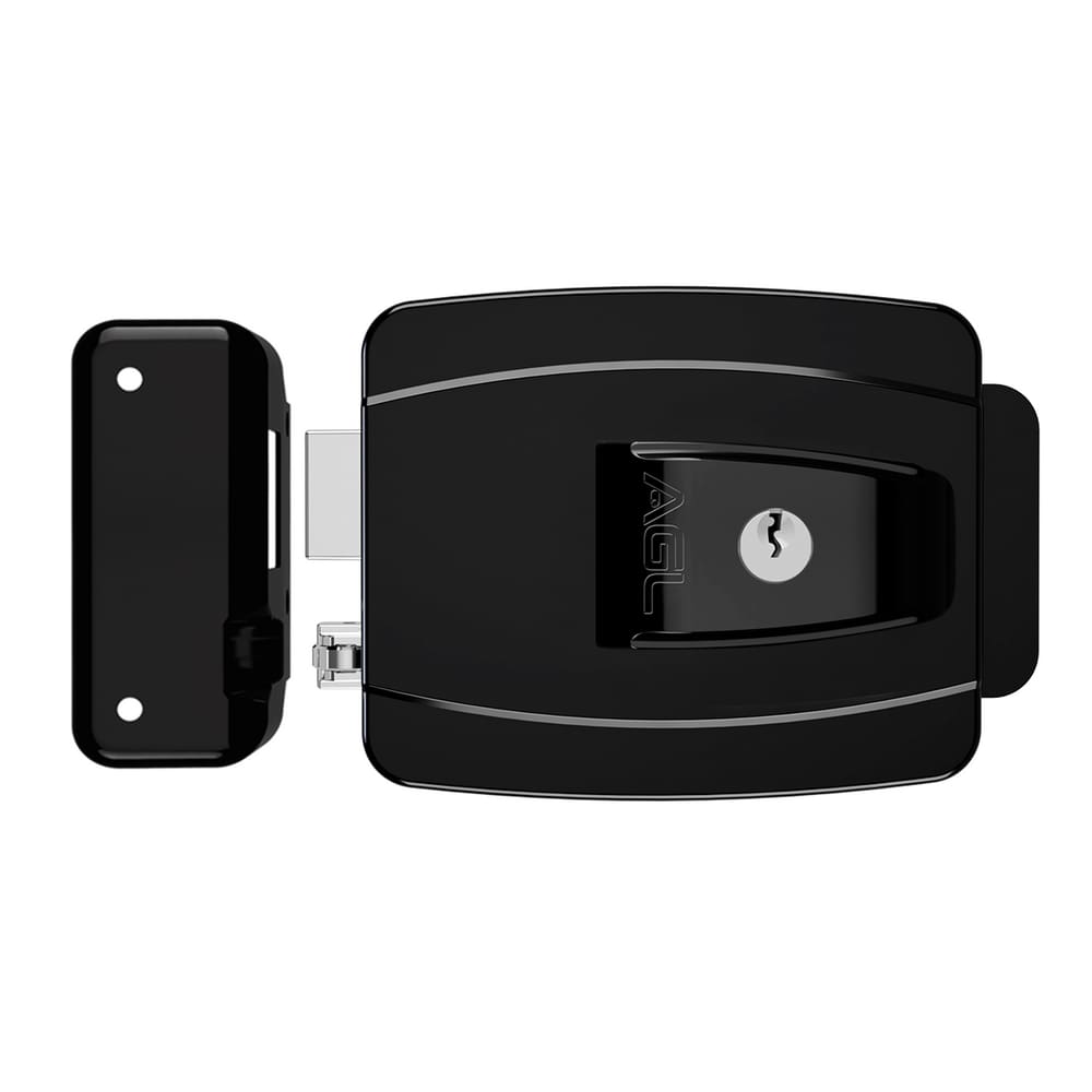 Fechadura AL100R 42mm sem botão chave convenc 110v preta AGL