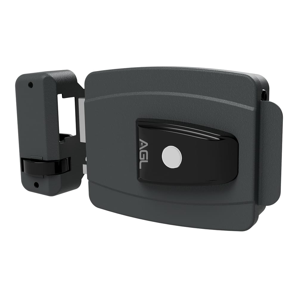 Fechadura mini 42mm tetra 12v abert interna botão cinza AGL