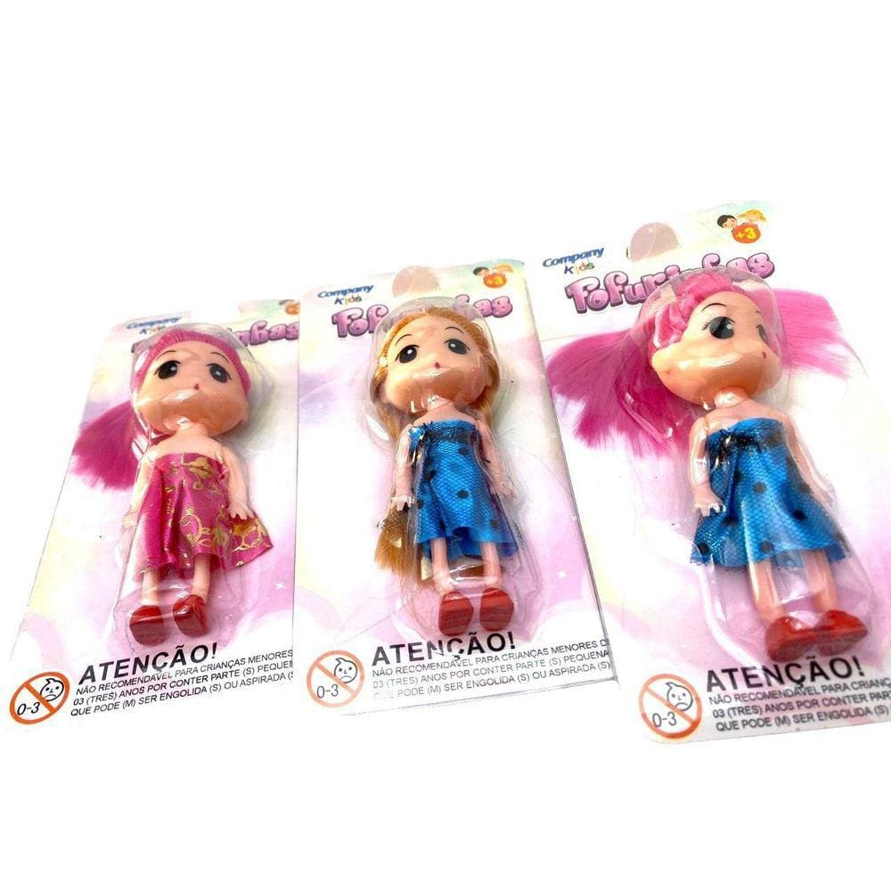 Mini Bonecas Com Cabelos Coloridos Fofurinhas 10Cm- Kit 5Un