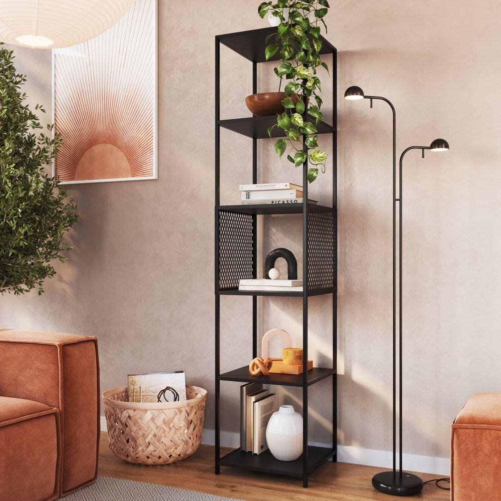 Estante Alta 5 Prateleiras em MDP Estilo Industrial P1023 Preto