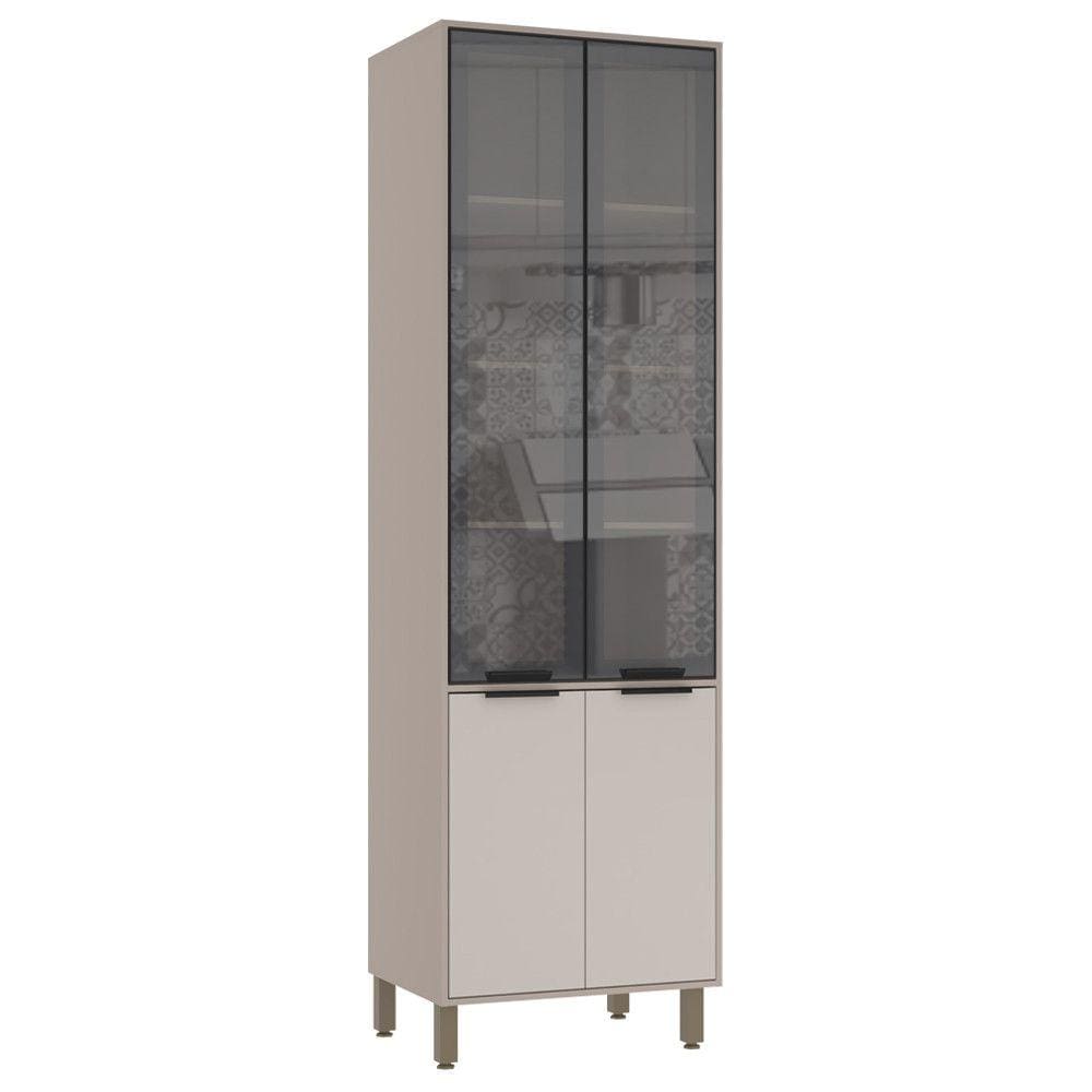Paneleiro Cristaleira 70cm 4 Portas com Vidro Reflecta Stylo Luciane Móveis