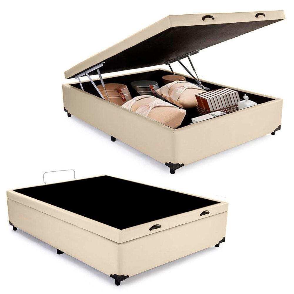 Cama Box Baú Casal Sintético SerenePrime Bege 138x188x44