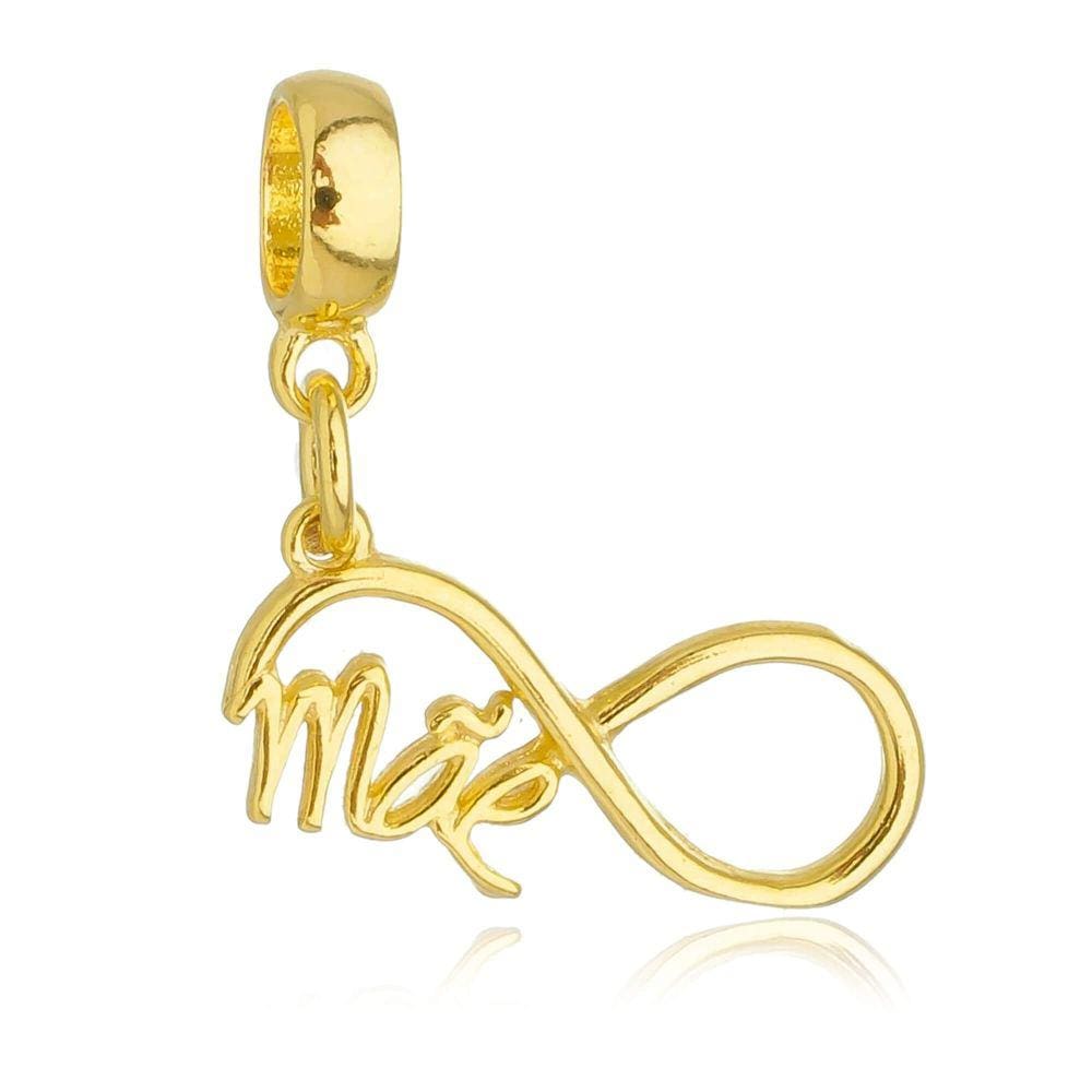 Pingente Berloque Símbolo Infinito Mãe Pandora Banhado a Ouro 18k - Premium