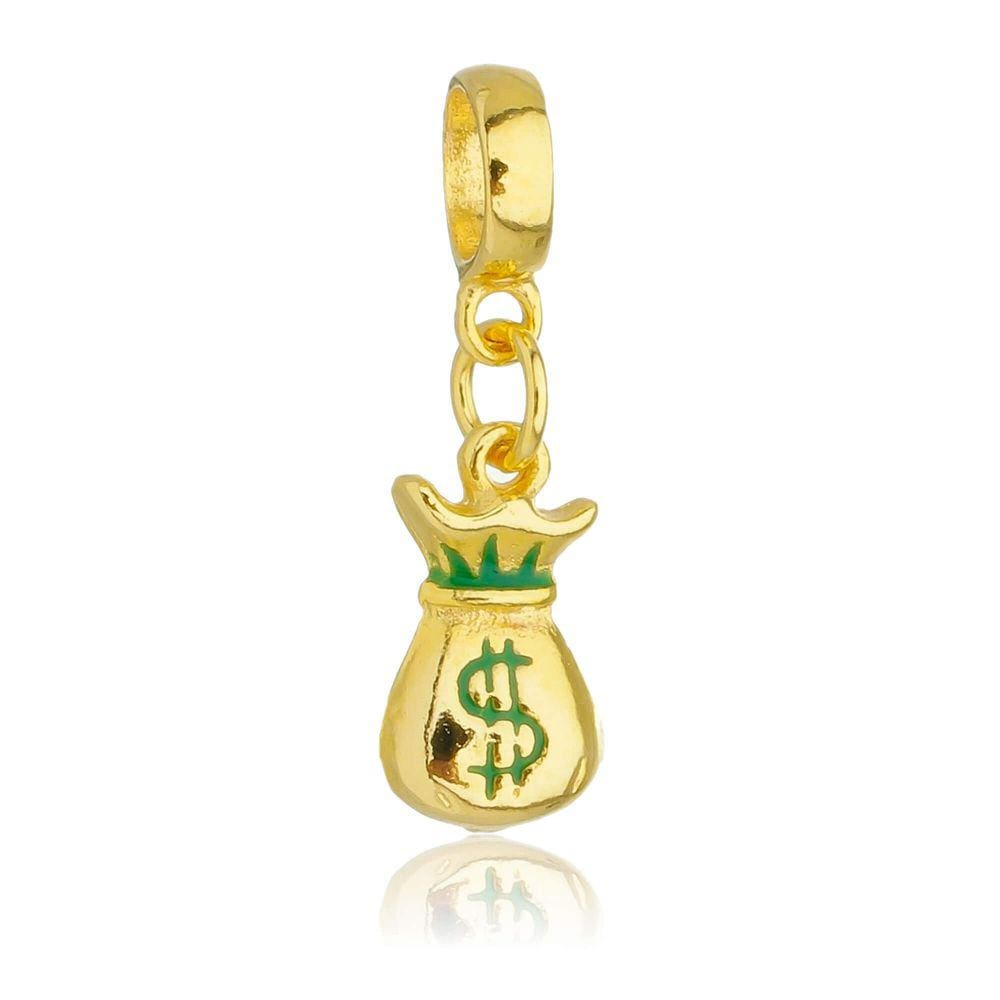 Pingente Berloque Saco de Dinheiro Pandora Banhado a Ouro 18k - Premium