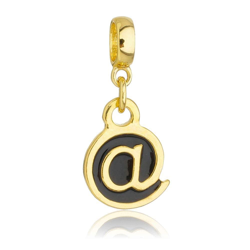 Pingente Berloque Arroba Internet Pandora Banhado a Ouro 18k - Premium