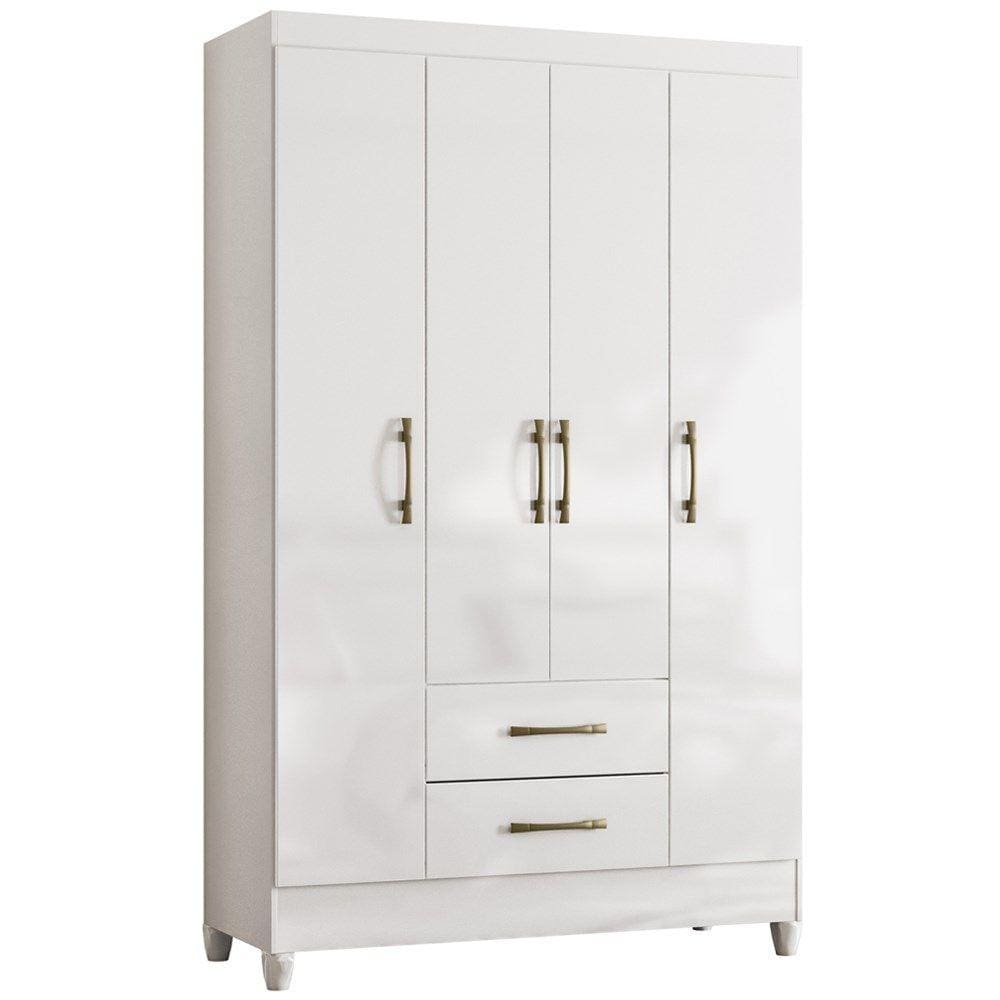 Guarda Roupa Solteiro 4 Portas 0410 Branco Moval