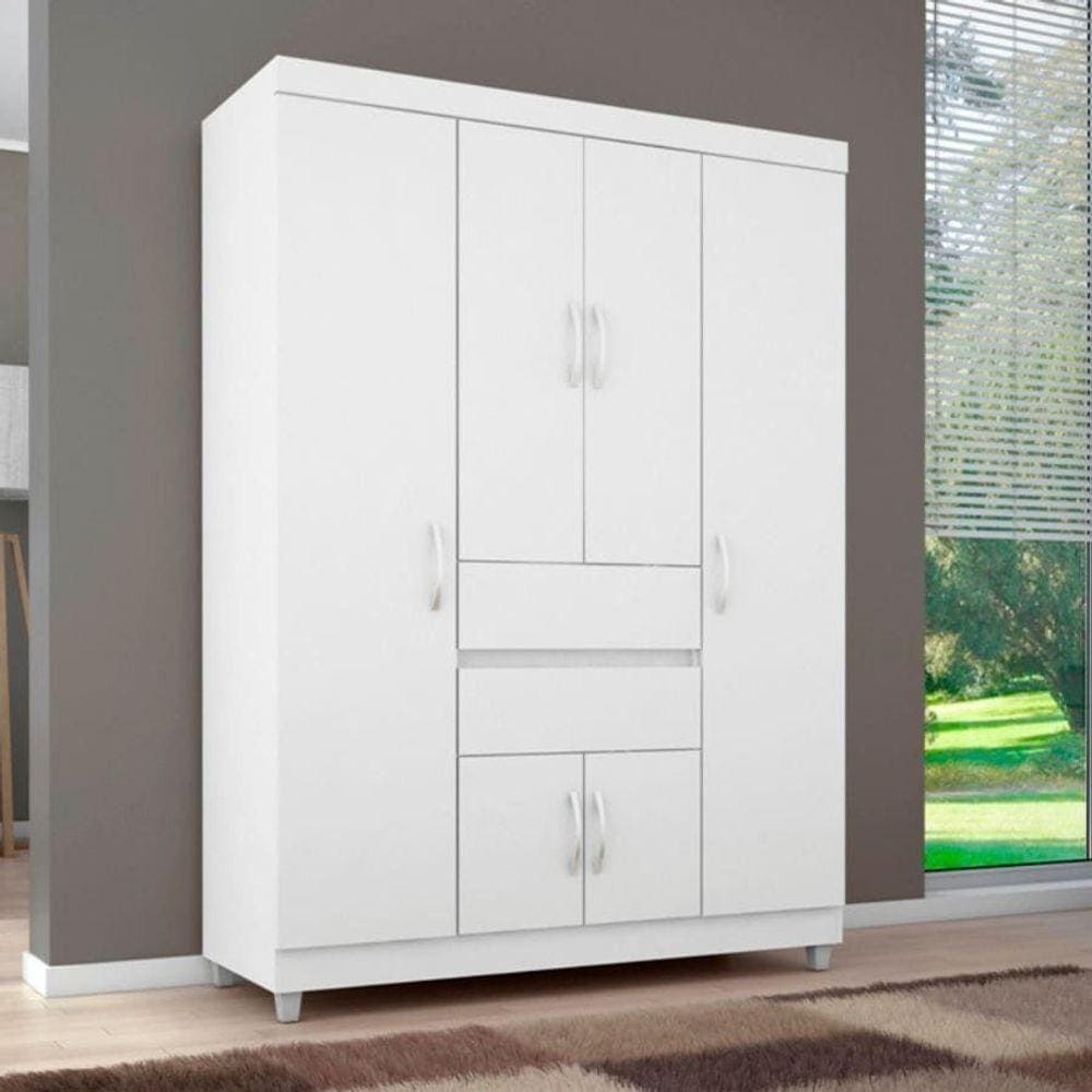 Guarda Roupa 6 Portas 2 Gavetas Ecom Ii Rosa/branco - Demóbile