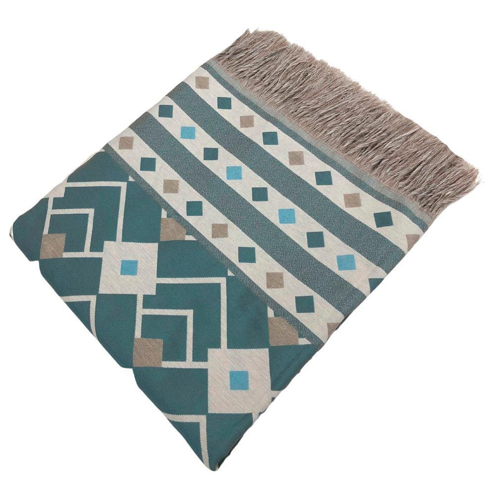 Manta Xale para Sofá Protetor Decorativo Dupla Face Premium 1.40x1.70m Istambul Turquesa