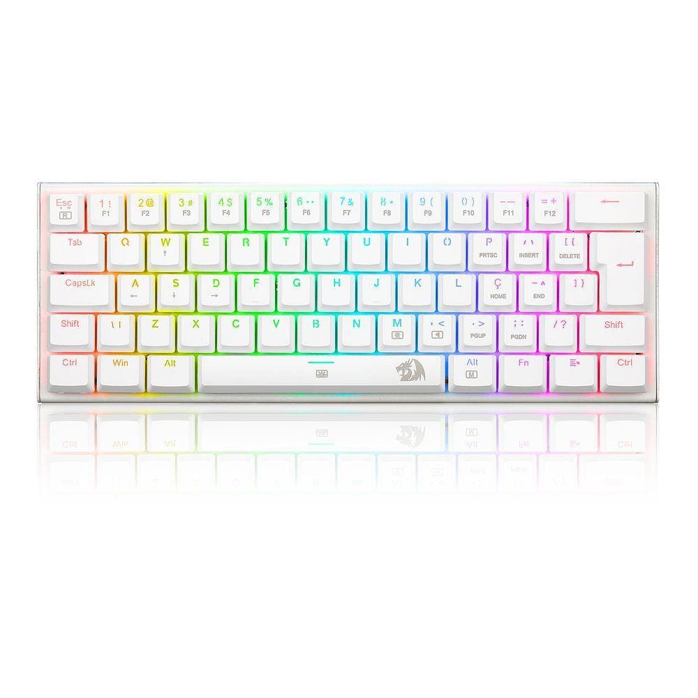 Teclado Mecânico Gamer Redragon Anivia, RGB, Switch Azul, ABNT2, Branco