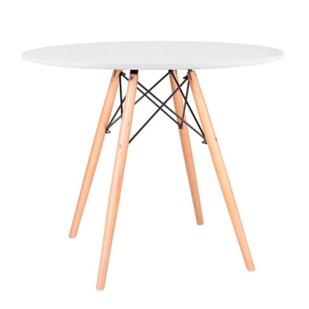 Mesa Eames Tampo Redondo MDF 90cm Branco