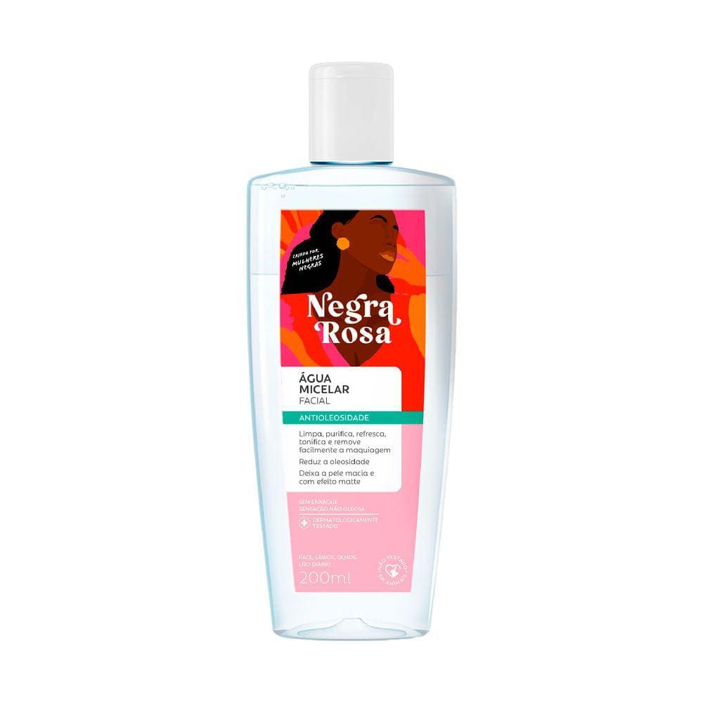 Água Micelar Negra Rosa Antioleosidade 200ml