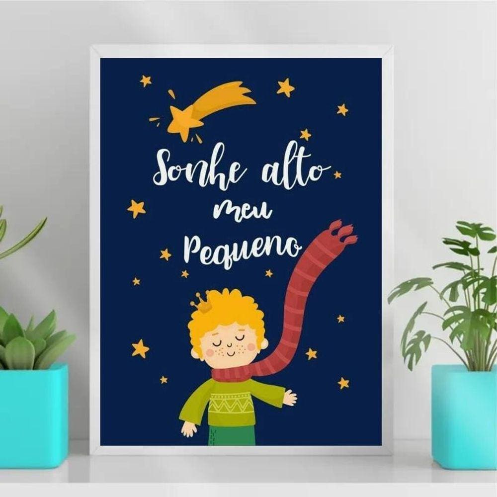 Quadro Infantil Pequeno Príncipe Sonhe Alto 24X18Cm