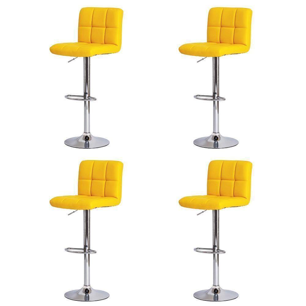 Kit 4 Banqueta Giratórias Gomos Amarela Amarelo